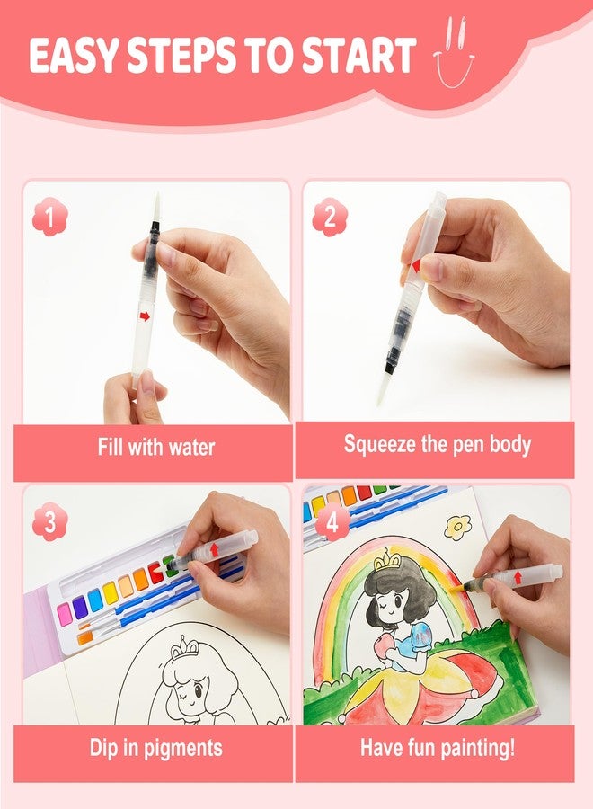 Quellance Paint with Water Coloring Books for Toddlers - Watercolor Painting Book Sets for Kids Ages 3-5 4-8, 24 Pages Total DIY Arts & Crafts Drawing Activities Books Toy Birthday Gift for Boys Girls (Unicorn) - Image 5